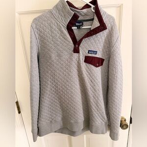 Patagonia Gray and Burgundy Quilted Pullover